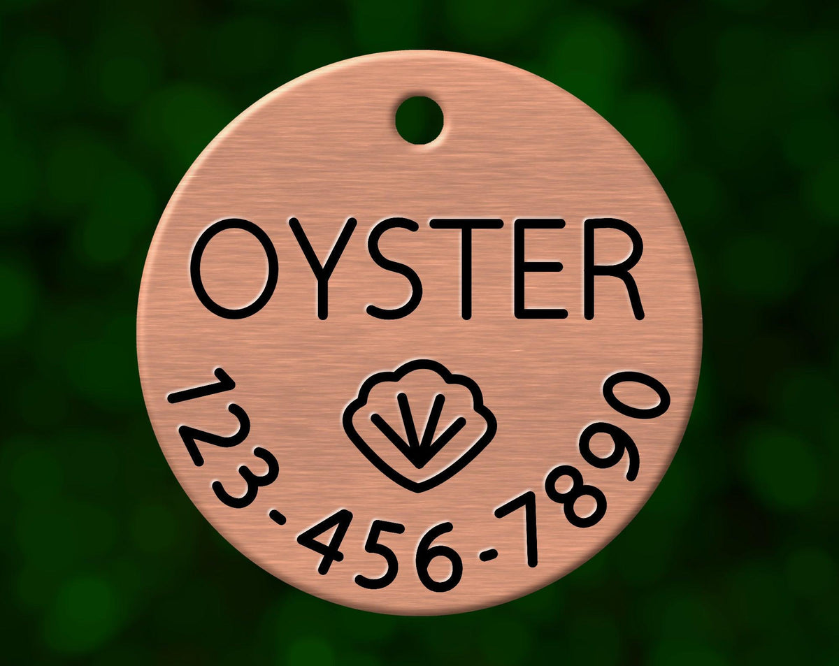 Seashell Dog Tag (Round with Phone)