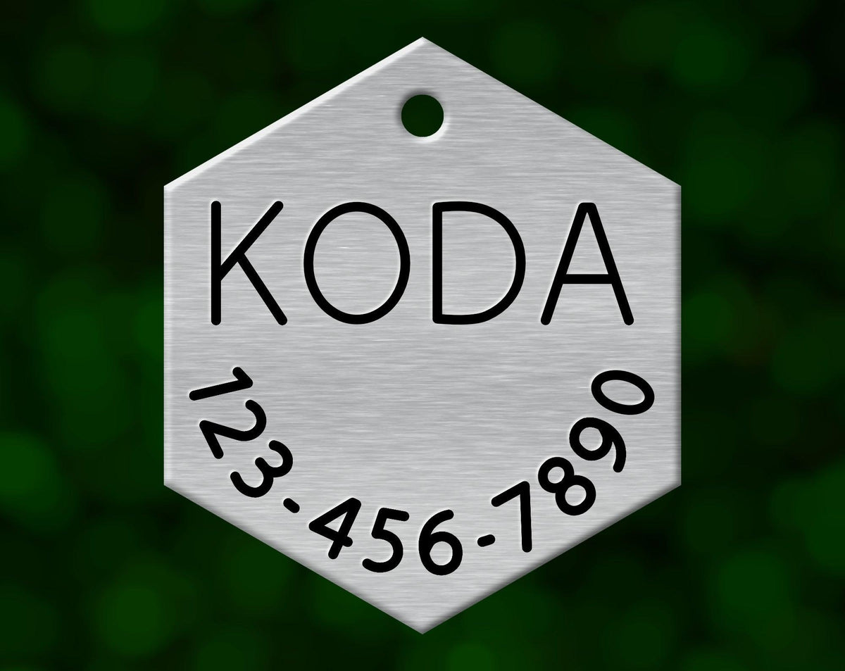 Simple Dog Tag (Hexagon with Phone)