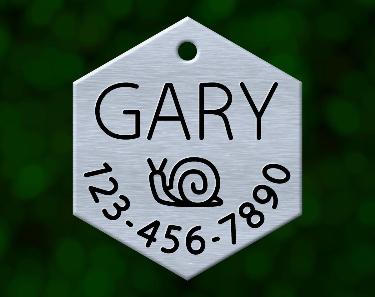 Snail Dog Tag (Hexagon with Phone)