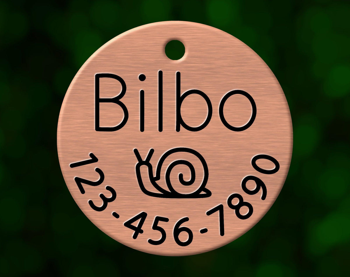 Snail Dog Tag (Round with Phone)