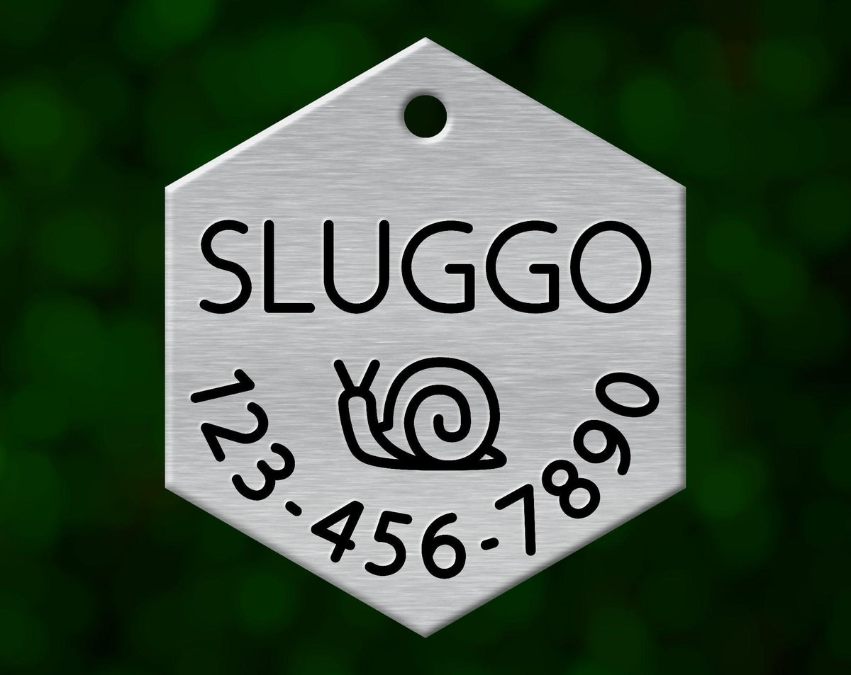 Snail Dog Tag (Hexagon with Phone)