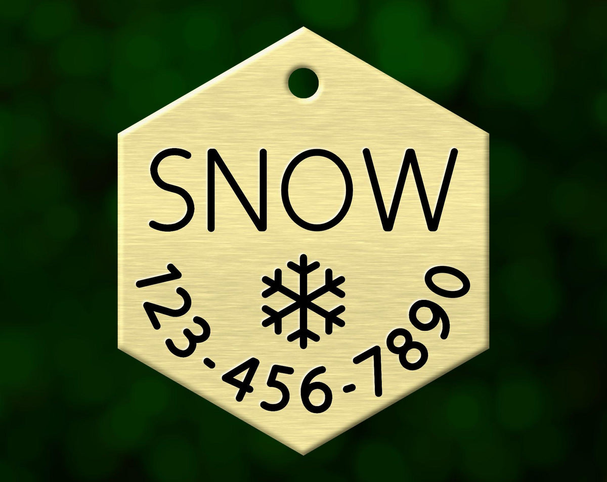 Snowflake Dog Tag (Hexagon with Phone)
