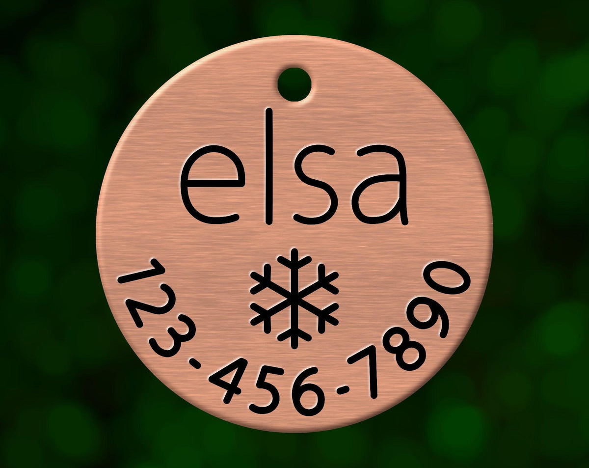 Snowflake Dog Tag (Round with Phone)