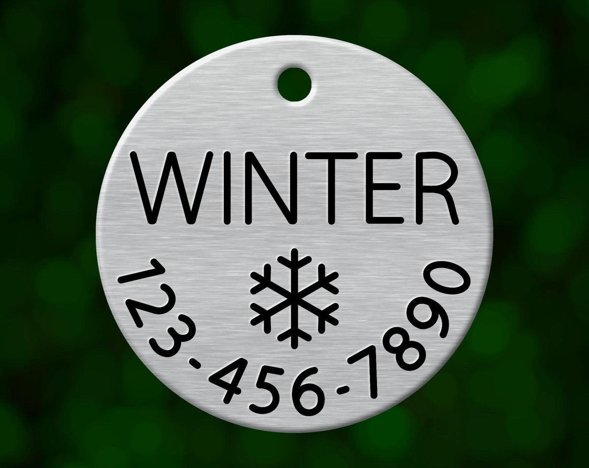 Snowflake Dog Tag (Round with Phone)