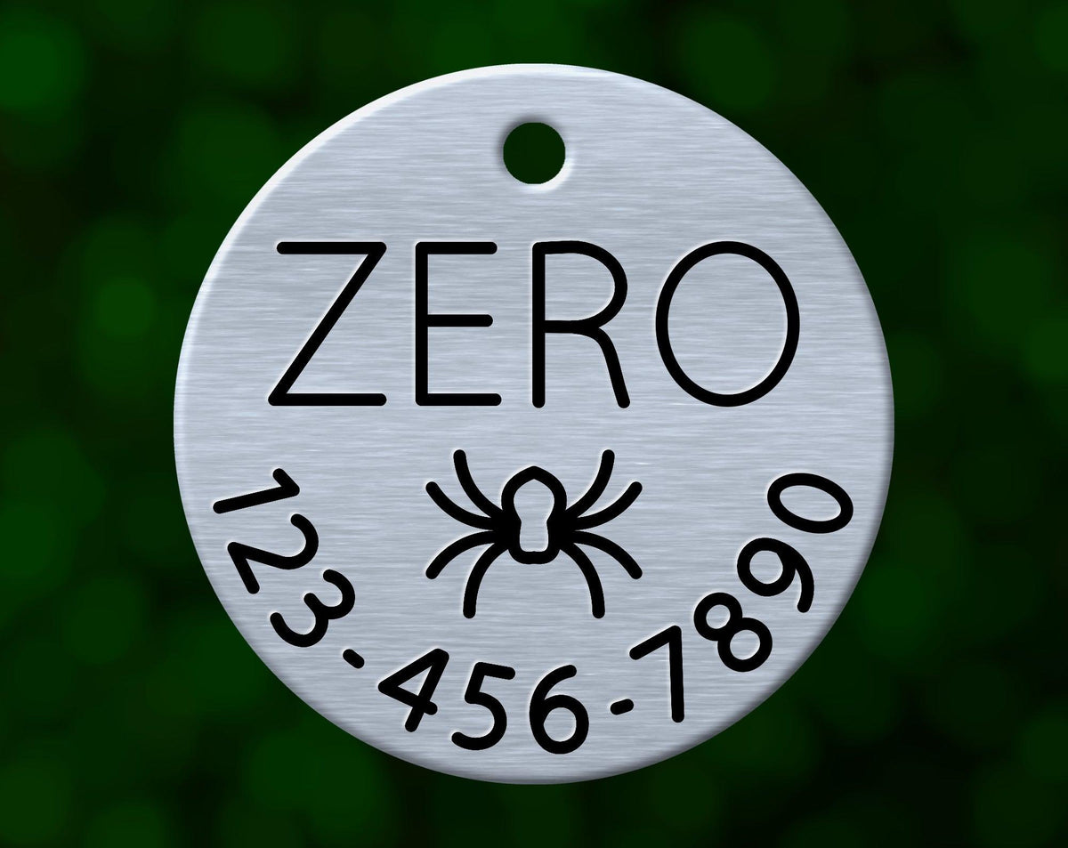 Spider Dog Tag (Round with Phone)