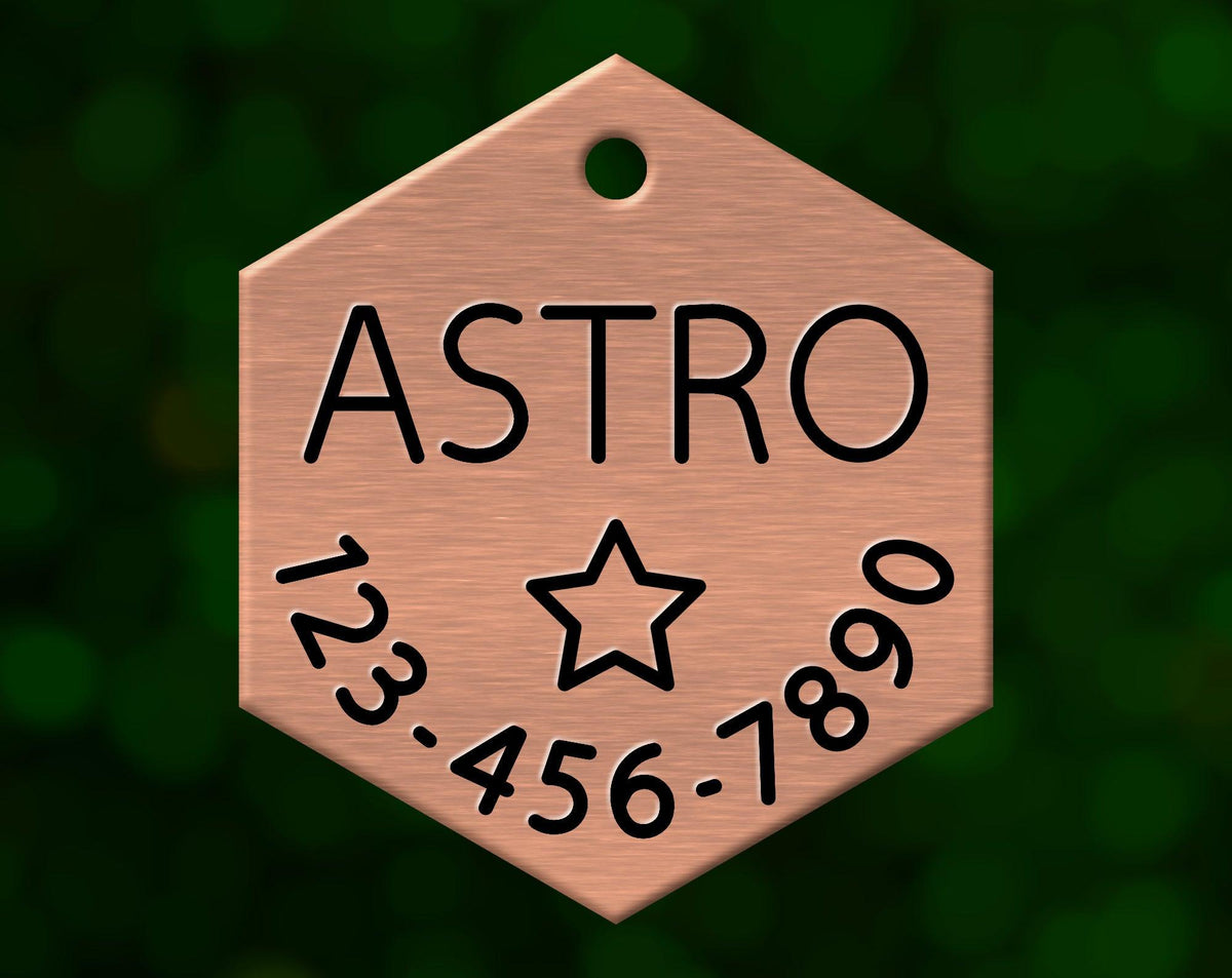 Star Dog Tag (Hexagon with Phone)