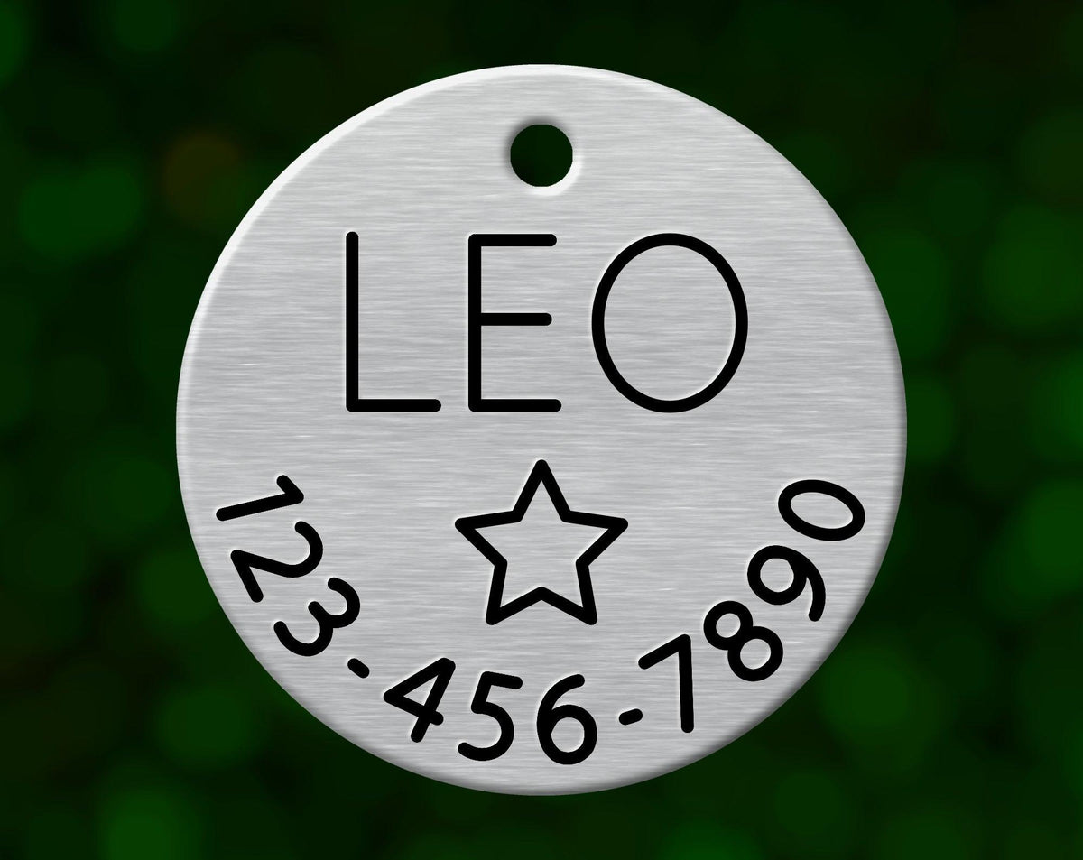 Star Dog Tag (Round with Phone)