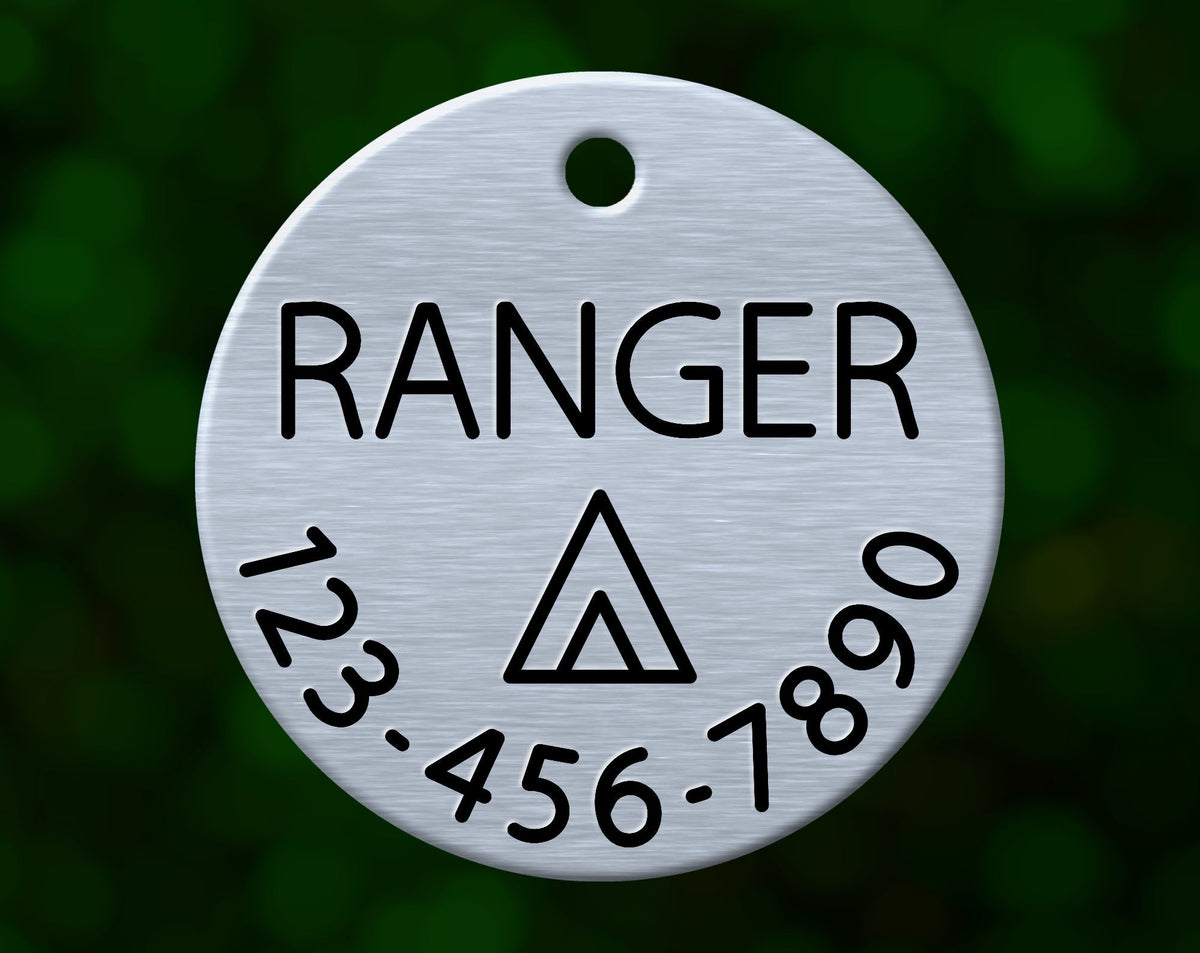 Tent Dog Tag (Round with Phone)