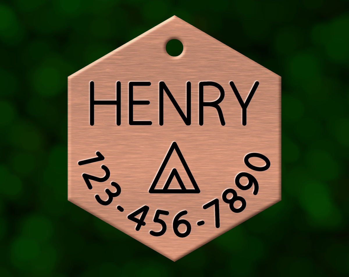 Tent Dog Tag (Hexagon with Phone)
