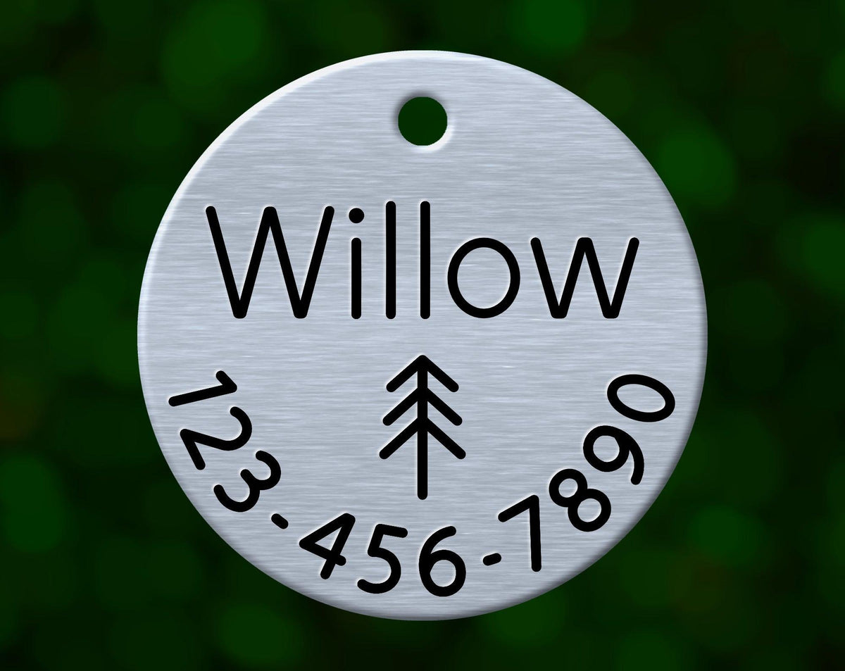 Tree Dog Tag (Round with Phone)