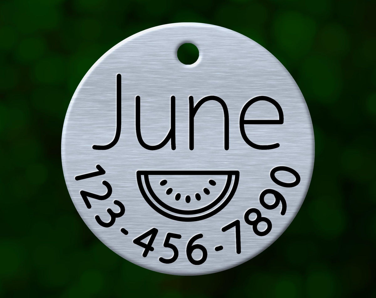 Watermelon Dog Tag (Round with Phone)