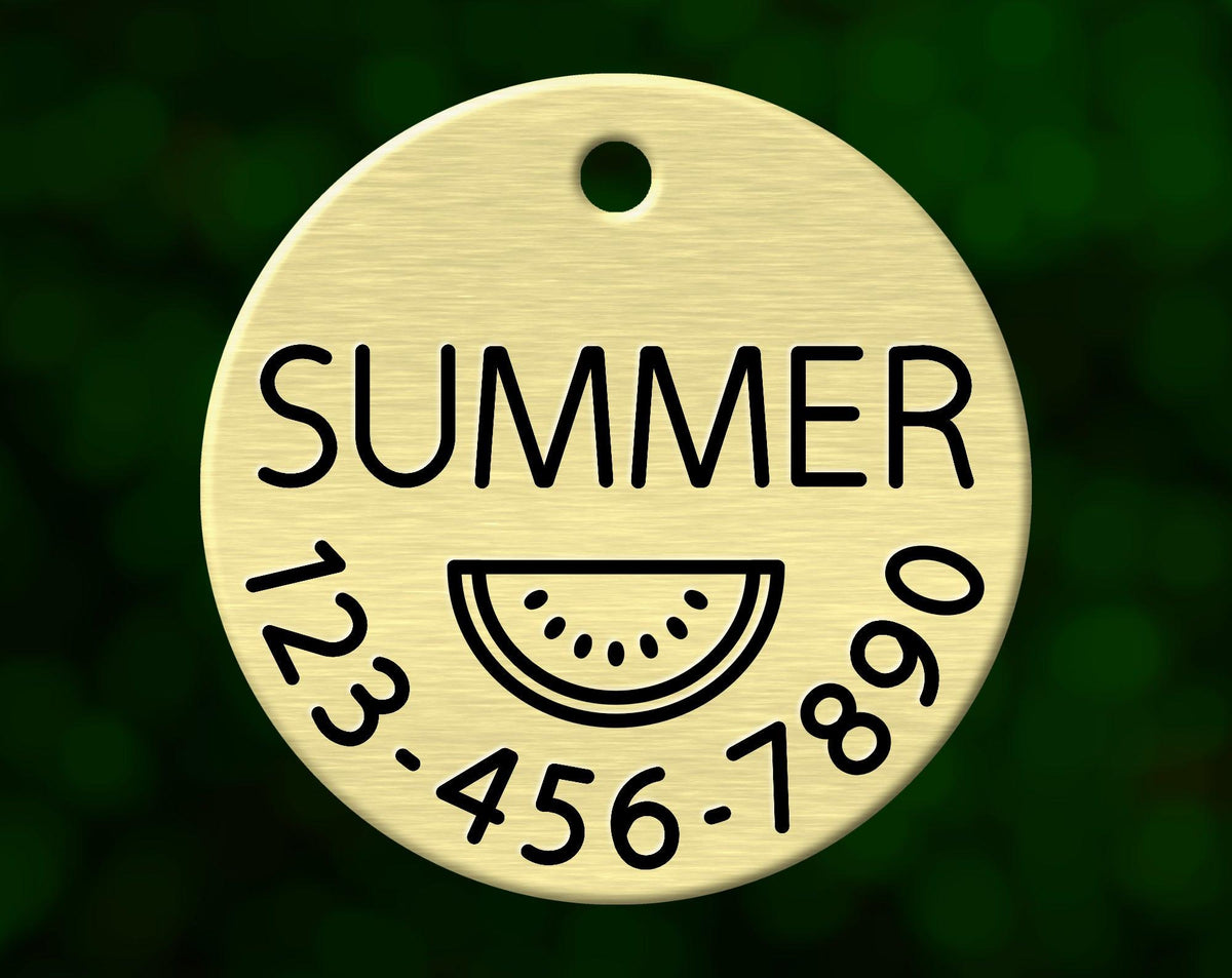 Watermelon Dog Tag (Round with Phone)
